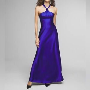 WHBM Knot Halter Satin Gown NWT 4